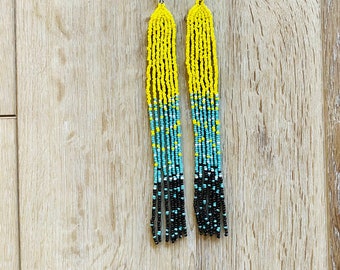 Shoulder Dusters, Long beaded earrings with lots of movement and light weight.