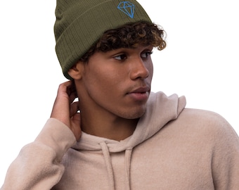 Gorro de punto acanalado con rombos