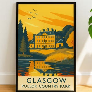 Glasgow Pollok Country Park - A1,A2,A3,A4 Poster - Glasgow Wall Art - Travel Print - Painting for Room Decor
