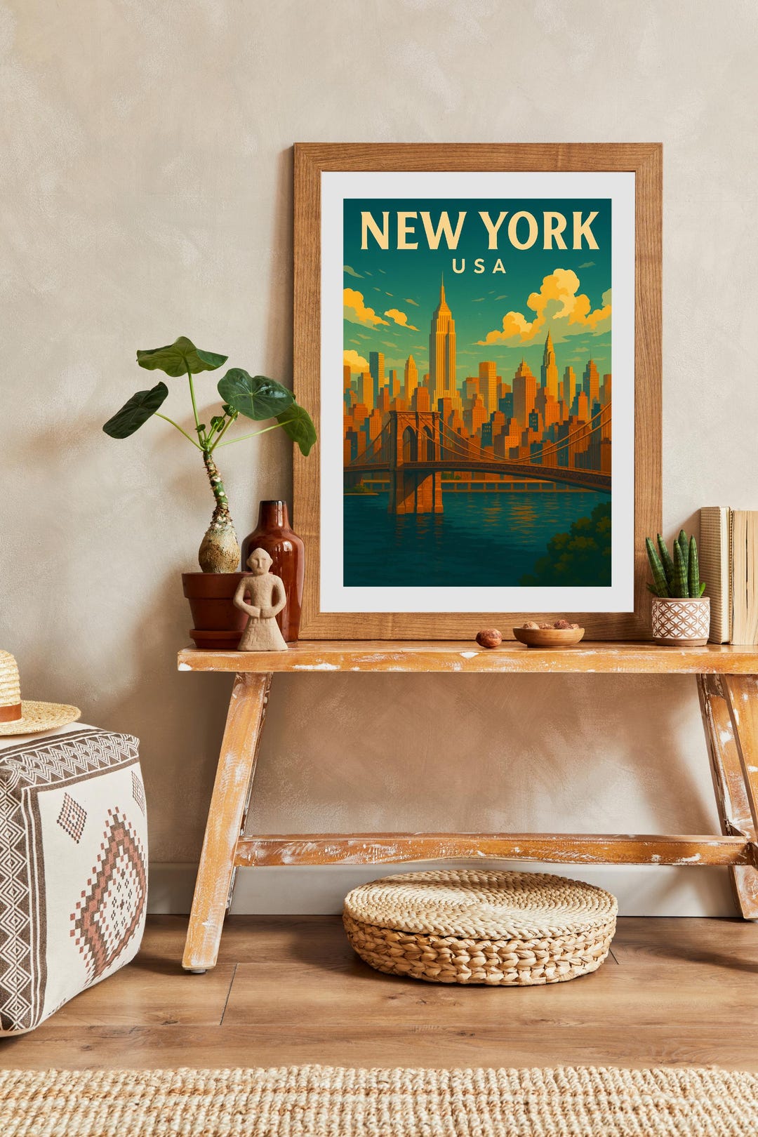New York Vintage Travel Poster - NYC Wall Art Print - Etsy