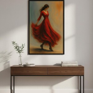 Abstract Woman Red Dress Wall Art | Elegant Romantic Poster, Moody Decor (Digital Print)