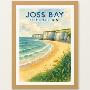 Joss Bay Watercolor Print: Broadstairs, Kent - Coastal Wall Art