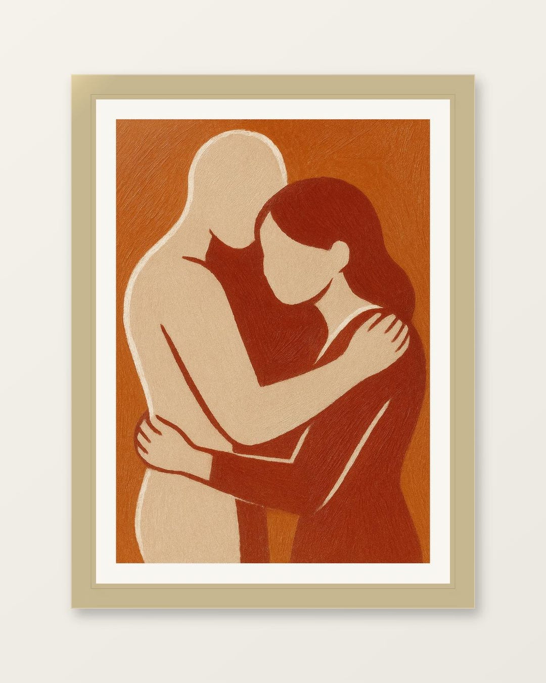Burnt Orange Abstract Hug Poster - Minimalist Wall Art - Etsy