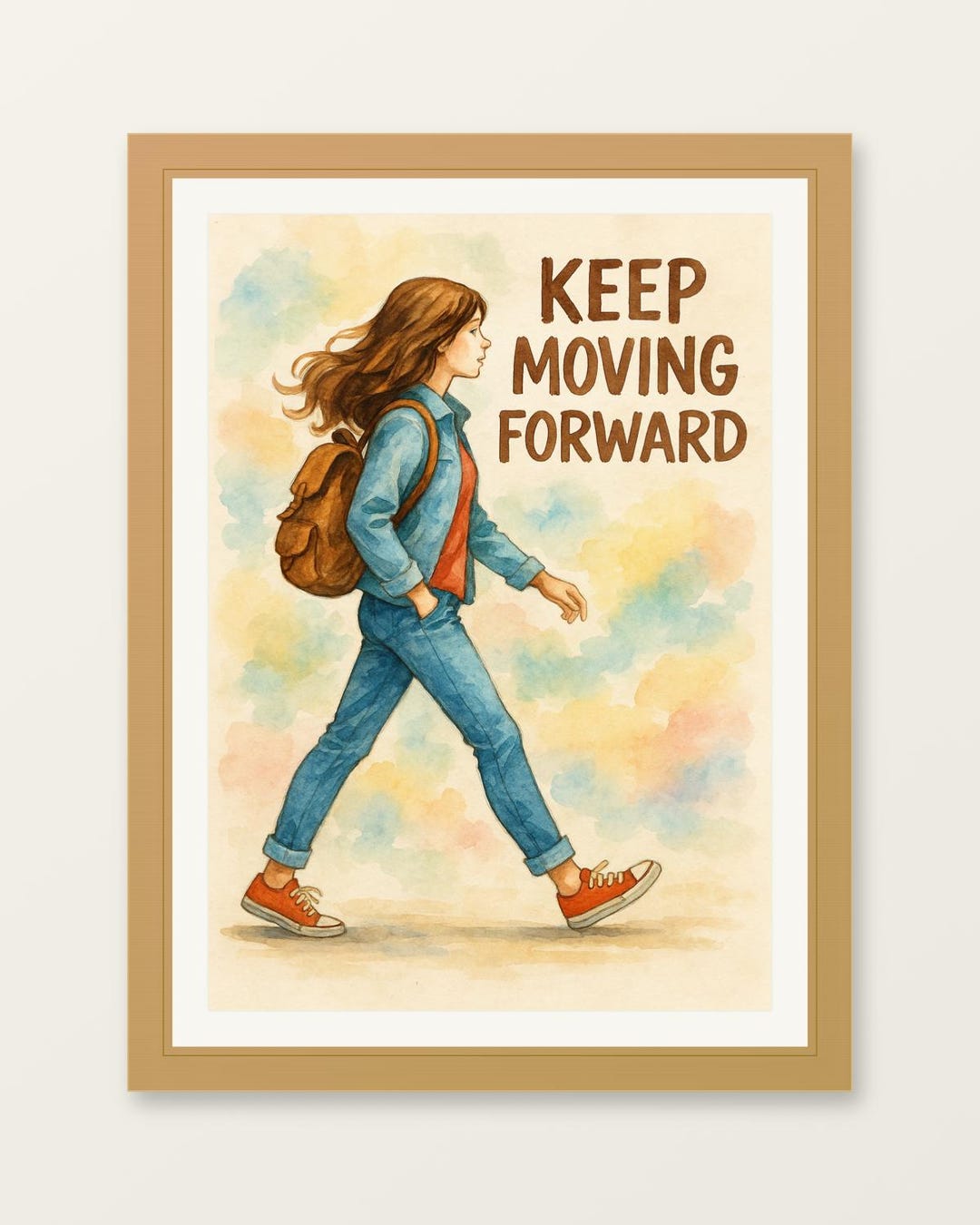 Keep Moving Forward Poster - Motivational Wall Art - Watercolour Poster ...