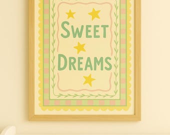 Sweet Dreams Poster Print - Stars Nursery Print - Nursery Art Decor - Baby Girl or Baby Boy Room