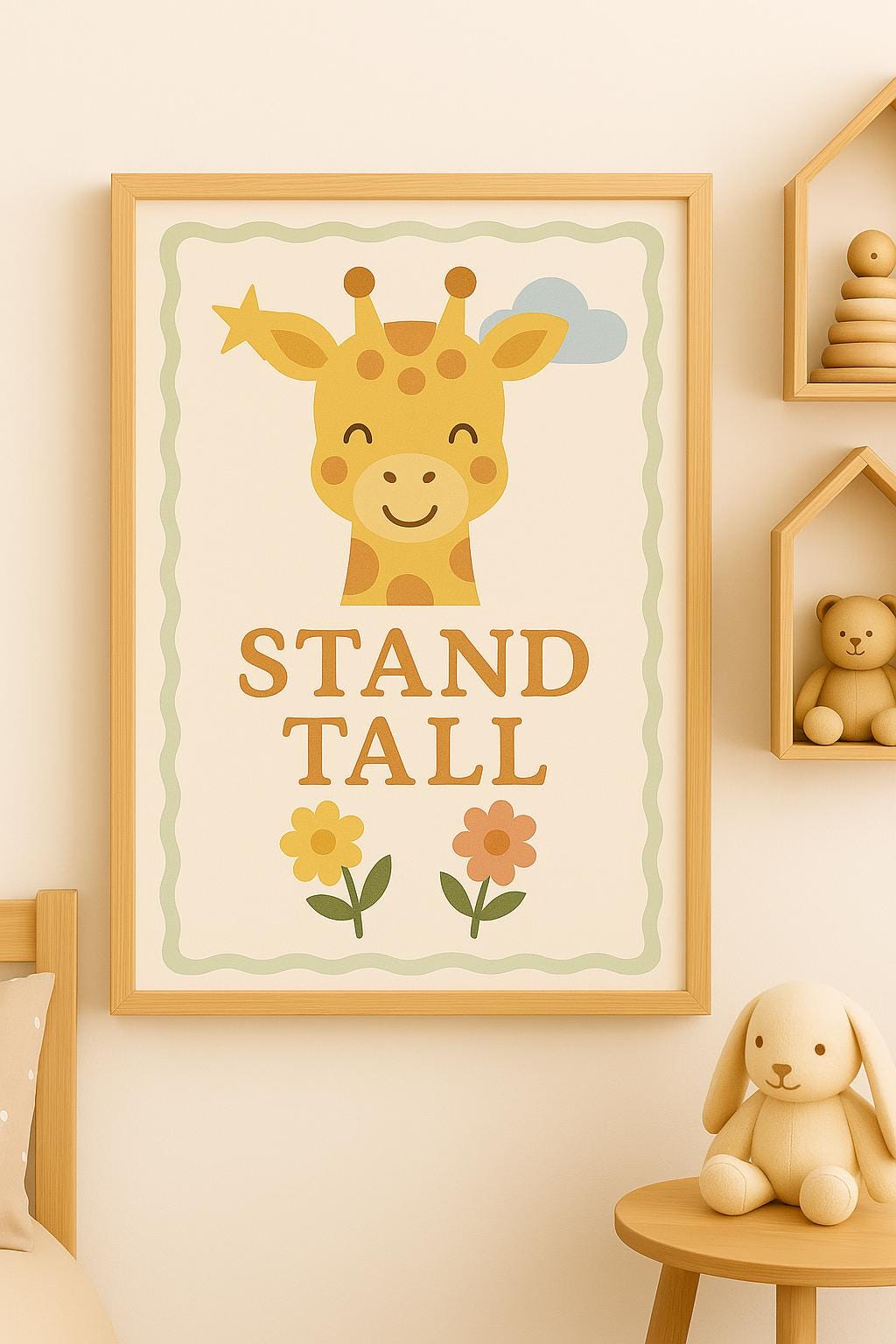 Stand Tall Giraffe Nursery Poster - Jungle Animal Wall Art, Nursery Poster, Nursery Art Decor - Neutral Print Baby Girl or Baby Boy Room