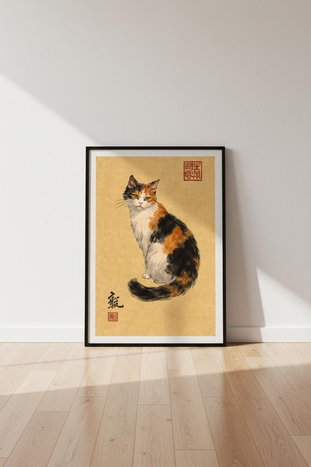 Zen Calico Cat Art Print | Japanese Style Animal Wall Art (digital ...