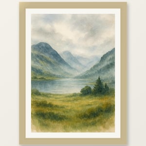 Scottish Highlands Watercolour Print – Unframed Travel Wall Art, Home Decor