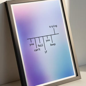 Blijf proberen motiverende print | Muurkunst met gradiëntbevestiging (digitale print)