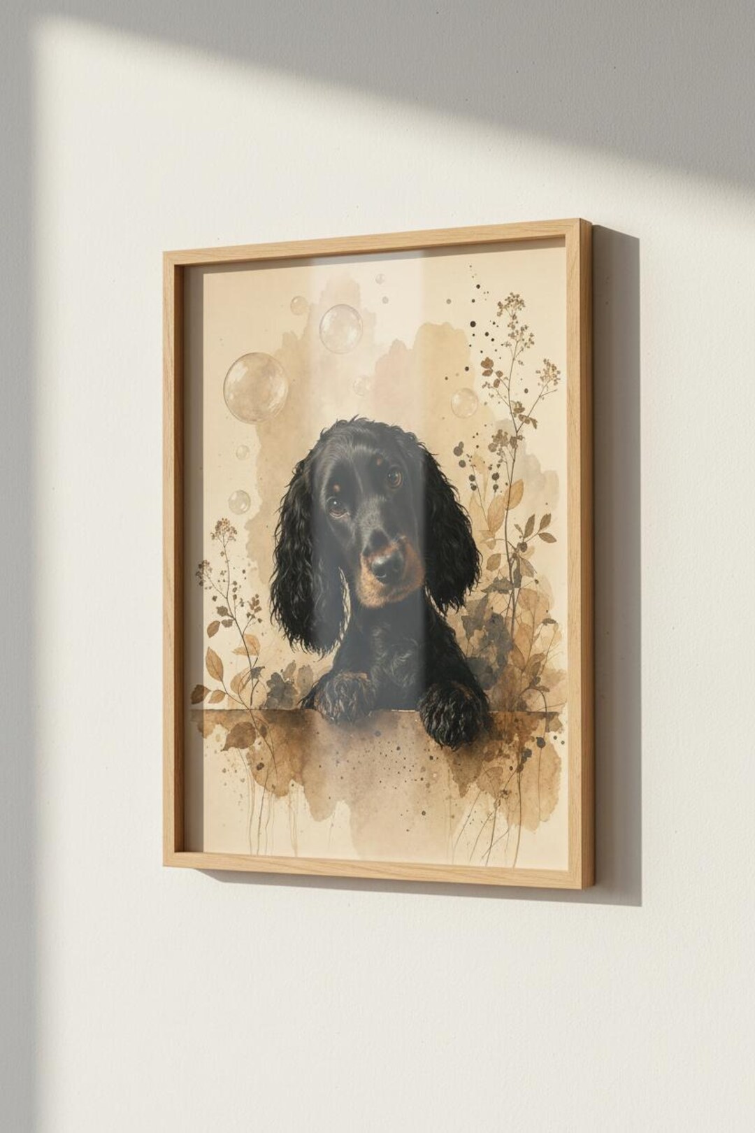 Cocker Spaniel Wall Art | Black Dog Watercolor Poster | Vintage Nursery ...