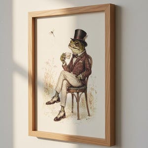 Dapper Frog Wall Art | Vintage Cottagecore Decor, Gentlemen Toad Print
