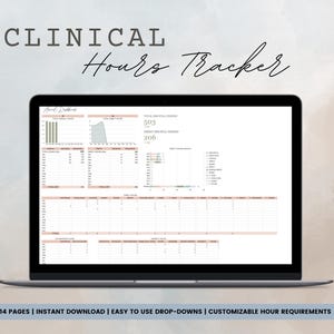 Klinische Stunden Tracker | Google Sheets Vorlage für Internship, Practicum & Licensure | Ästhetischer Klinischer Stunden-Tracker
