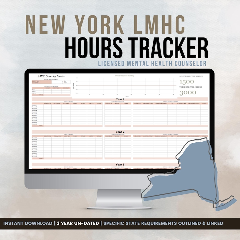 New York LMHC Hours Tracker | 3-year Supervision Log + Client Tracking ...