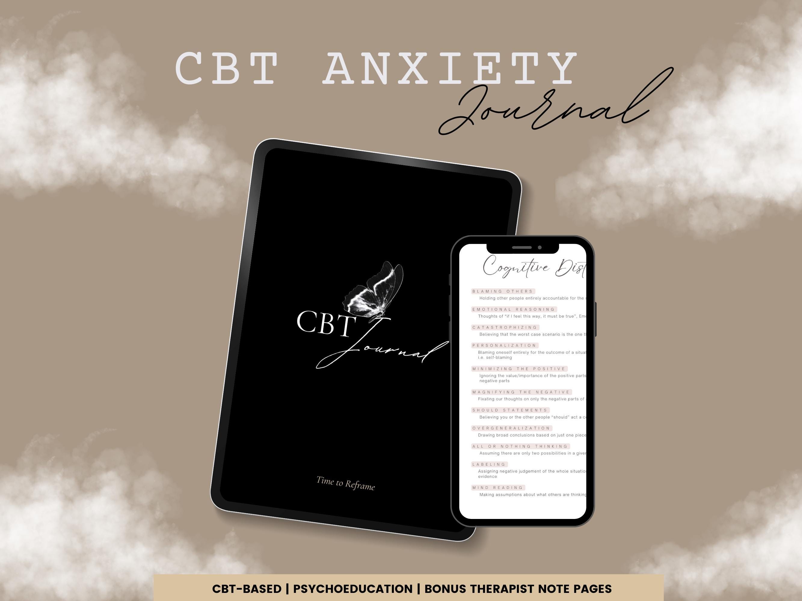 Printable CBT-Based Anxiety Journal | 33 Pages | Cognitive Distortion & Anxiety Management | Instant Download PDF for Good Notes | Psychoed