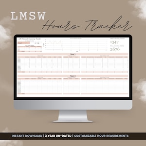 LMSW 3-Year Undated Hours Tracker | Customizable Google Sheet | Direct Hours Tracker  | Clinical Hours Track | Supervision | Social Worker