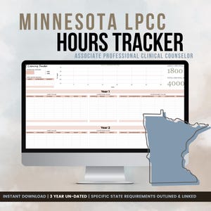 Minnesota LPCC Hours Tracker | 3-Year Supervision Log + Client Tracking Sheets | Clinical Hours Tracker  | LPC-R Tracker | Licensure Track