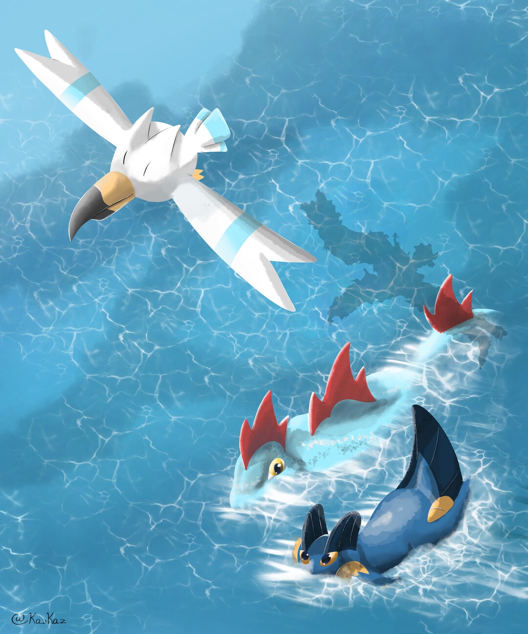 Swampert Feraligatr Wingull Print Etsy