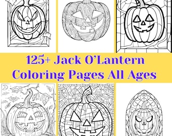 Pagine da colorare di Jack O' Lantern - Oltre 125 mosaici, vetrate (download digitale)