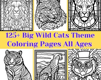 Dibujos para colorear de grandes felinos: más de 125 mosaicos y vidrieras (PDF y PNG)