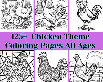 Hühner Malbuch - 125+ Glasmalerei, Mosaik Bilder (Digitaler Download)