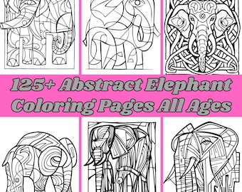 Disegni da colorare di elefanti astratti - Oltre 125 disegni (download digitale PDF e PNG)