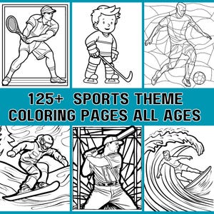 Sports Coloring Pages - 125+ Hand Touched Pages - All Ages - Instant Digital Download PDF & PNGs - Traditional, Mosaics, and Stained Glass