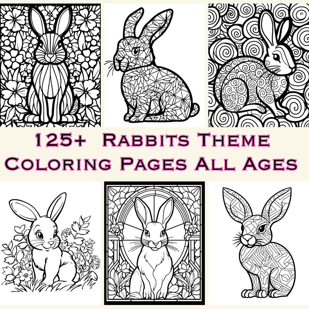 Rabbits Coloring Pages - 125+ Hand Touched Pages - All Ages - Instant ...