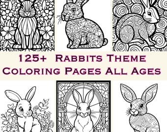 Disegni da colorare di conigli – 125+ mosaici, vetrate, tradizionali (PDF e PNG)