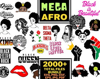 MEGA Afro Woman - Man Svg Bundle, Afro Girl Svg, Black Man Svg, Black Man Silhouette, Afro Hair Svg, Afro Queen Svg, Afro Woman Cut File