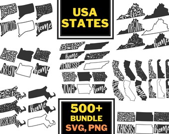 USA States SVG Bundle | SVG Cut Files | All 50 American States | commercial use | instant download | printable vector clip art | svg bundle