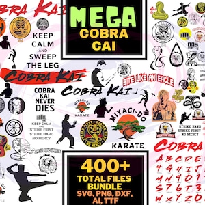 MEGA Cobra Kai Svg Bundle, Cobra Kai Png, Eagle Fang Svg, Karate Kid Svg,Cobra Svg,Kobra Kai Svg, Strike First,No Mercy Svg,Instant download