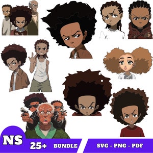 Boondocks SVG Bundle PNG PDF Layered Cut File, svg digital cut file, png digital cut file, the boondocks digital cut file, Riley Freeman