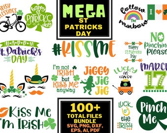 St. Patrick's Day SVG Bundle, St Patrick's Day Quotes, Gnome SVG, Rainbow svg, Lucky SVG, St Patricks Day Rainbow, Shamrock,Cut File Cricut