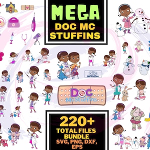 Doc McStuffins Clip Art Set | Transparentes PNG | Digitaler Download | Kinder Show Buch Doktor Tier Freunde Kindness Medizin, Animation