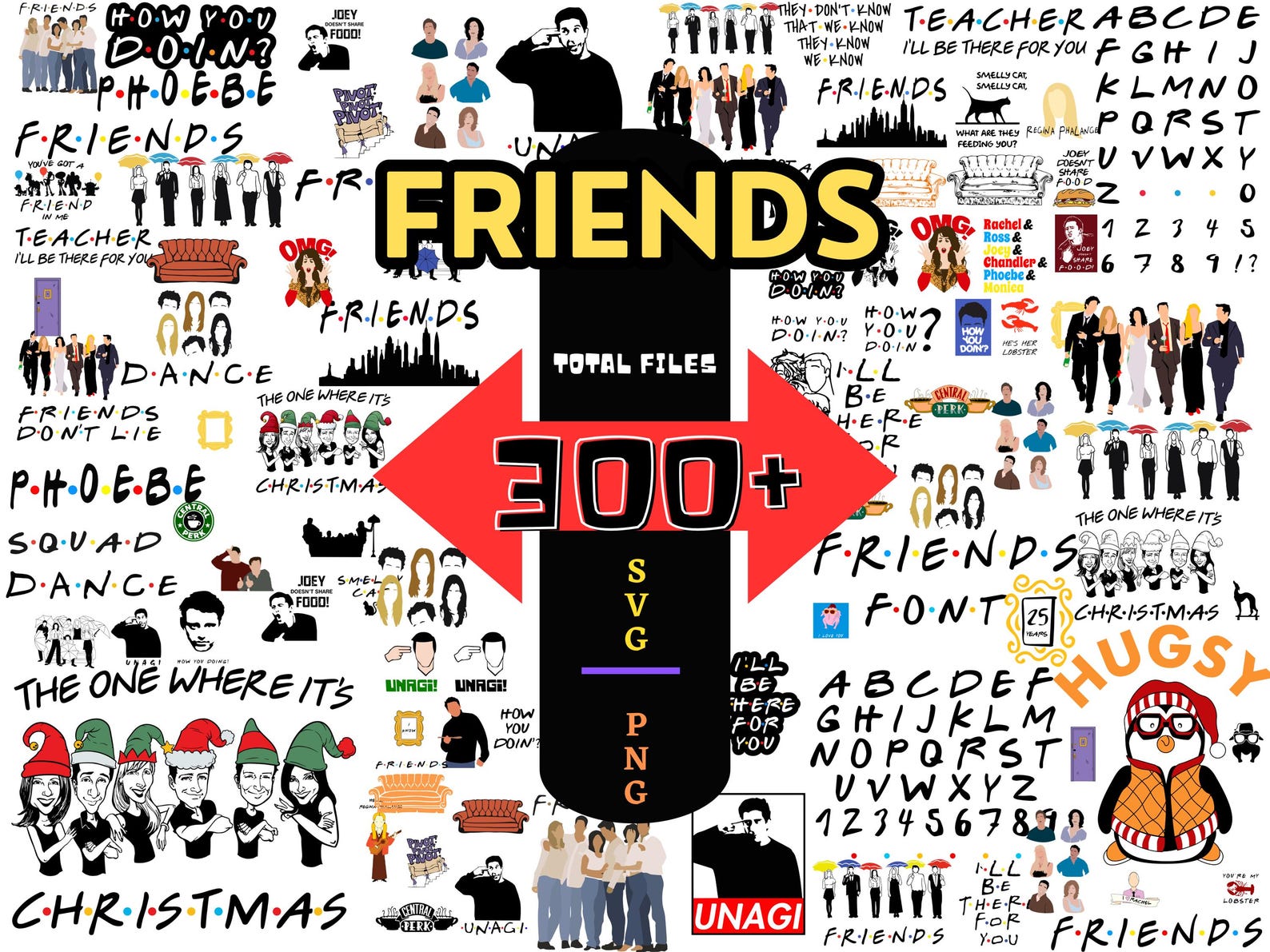 Friends Svg Bundle Friends Png, Clipart, Font Files, Svg Bundle Layered ...