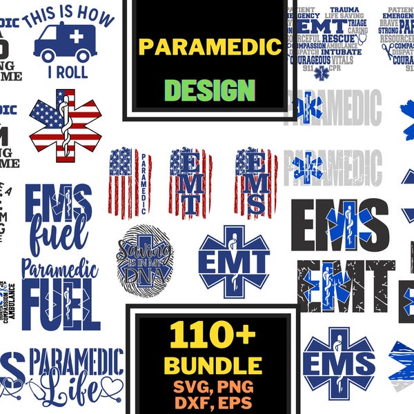 Paramedic svg Bundle, EMT svg, EMS life svg, Ambulance Emblem, Medical care services svg, Paramedic Quotes, Star of life Svg, For Cricut