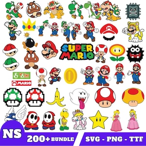 Pakiet Super Mario Svg - PNG-SVG-TTF, Alfabet, Księżniczka Peach