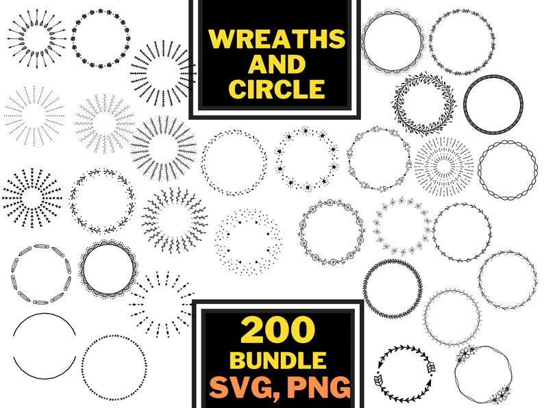 FLORAL WREATH SVG Bundle Circle Frame Svg Botanical Frame Wedding ...