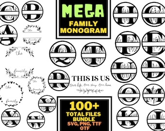 Bundle famille monogramme SVG, nom de famille monogramme SVG, monogramme SVG, svg famille, signe familial svg, signe de bienvenue Svg, signe famille Svg
