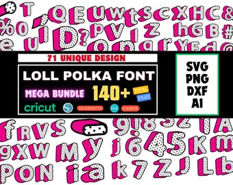 Polka Pink Dolts Schriftarten, Polda dots Alphabet, Zahlen, Buchstaben, Dollz, Layered, svg - Png - Dxf - Ai Bundle