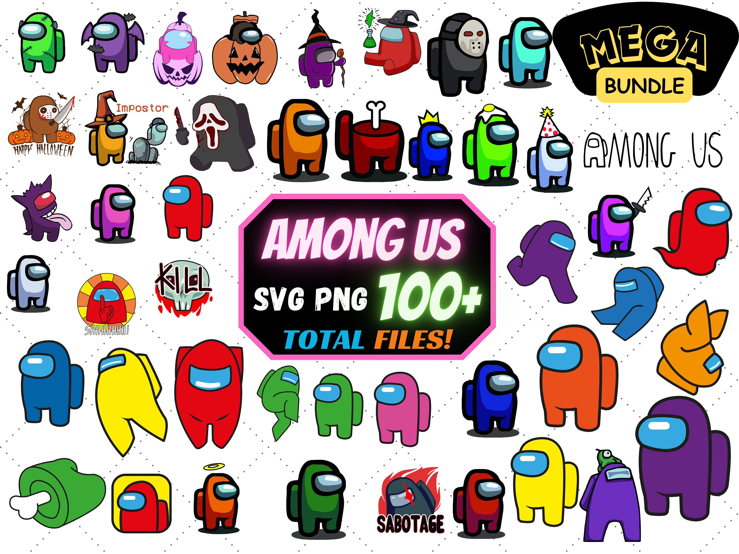 250 Among Us Birthday bundle, Among Us layered SVG_PNG clipa