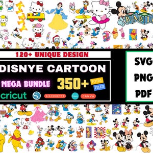 Super Mega Dinsey Bundle PNG SVG Designs | Mickey, Minnie, Princess, Pixar & More | Digital Download for Sublimation Printing