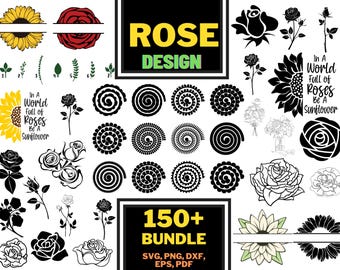Rose SVG Bundle, ROSES Svg Bundle, Rose Silhouette, vector red roses, Rose Clipart Bundle, Rose Svg cut files for Cricut, Flowers Svg
