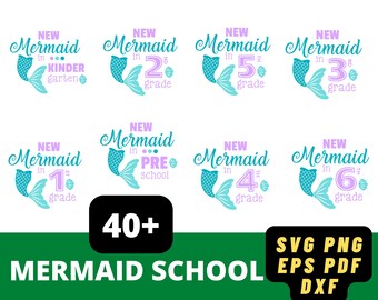 Mermaid School SVG Bundle, Summer Svg, Magical SVG Bundle, Mermaid Quotes Svg, Ocean Svg, Mermaid Tail Svg, Clam Shell Svg, Cricut Svg