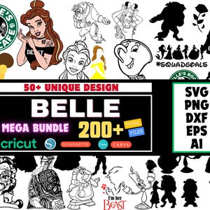 Belle Svg, Beauty and the Beast PNG Cartoon Sublimation Cliparts, Beauty and the Beast Belle Themed Clip Arts
