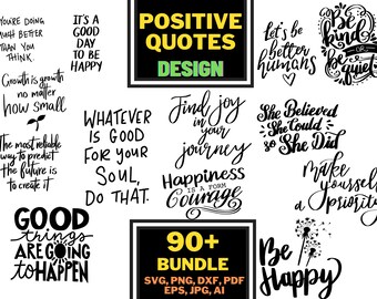 Pacchetto SVG motivazionale positivo, citazione positiva in formato SVG, affermazione in formato SVG, carino e motivazionale in formato SVG, detto in formato SVG, file PNG, file di taglio di citazioni divertenti