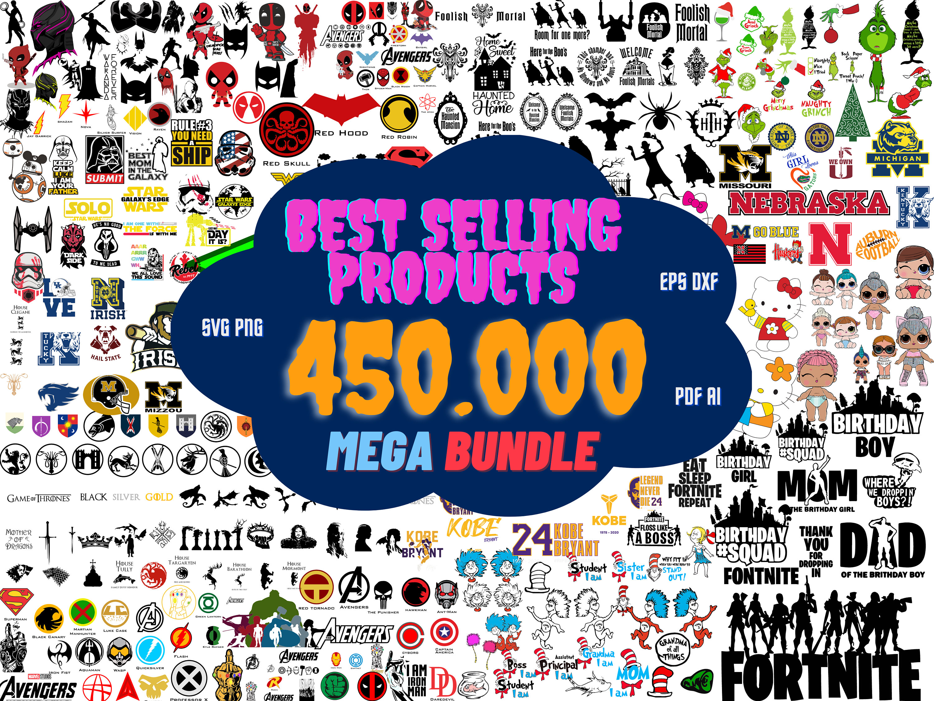 Popular Graphics Svg 450.000 Most Popular Svg MEGA Bundle, Best Selling Products, Trending ...