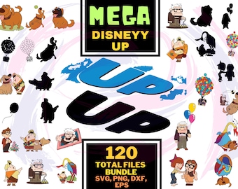 Paquete de imágenes prediseñadas de Up en formato SVG, imágenes prediseñadas de sublimación de dibujos animados de Up en formato PNG, colección de imágenes prediseñadas temáticas de Up, imprimibles de la película Up, imágenes prediseñadas PNG de globos de casas