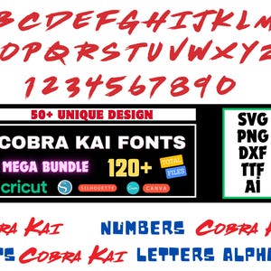 Descarga digital de la fuente Cobra Kai / Instalación con un solo clic / Fuente personalizada con temática de karate, alfabeto, letras, números, inspirada