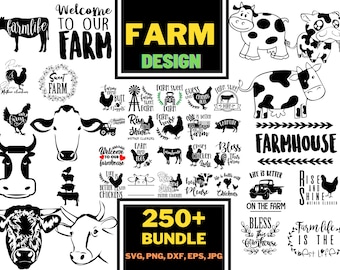 Farm svg bundle - Farmhouse Sign svg - country svg - farm animal chicken cow svg - family farm svg png for cricut